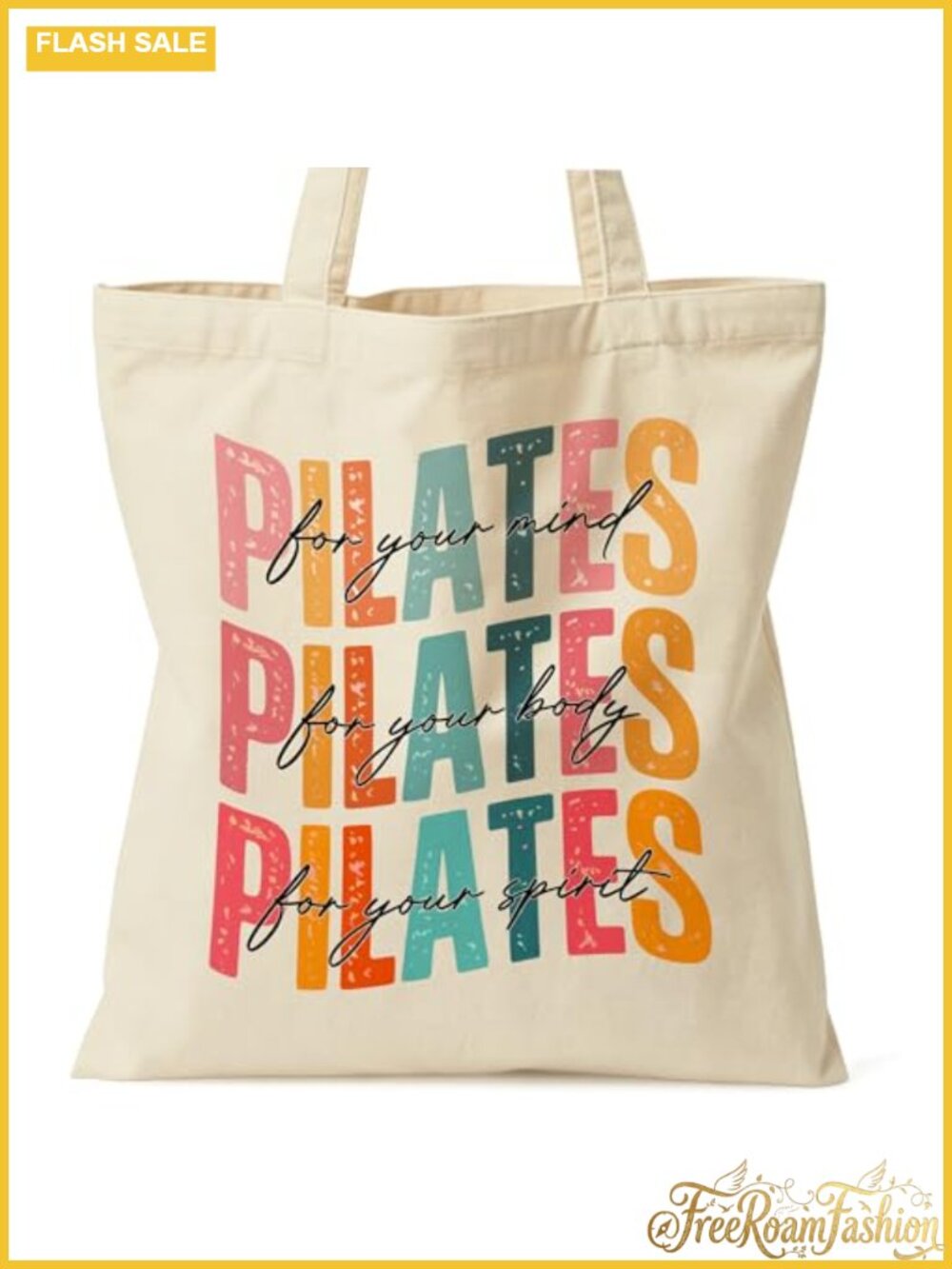Canvas Tote Bag for Women Pilates Gym Work Travel Shoulder Bag Inner Pocket